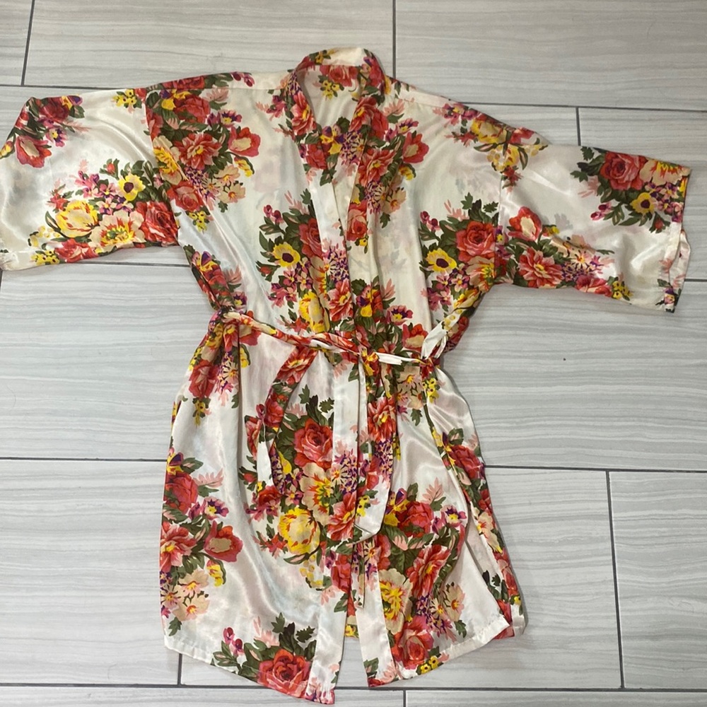 Silk floral robe